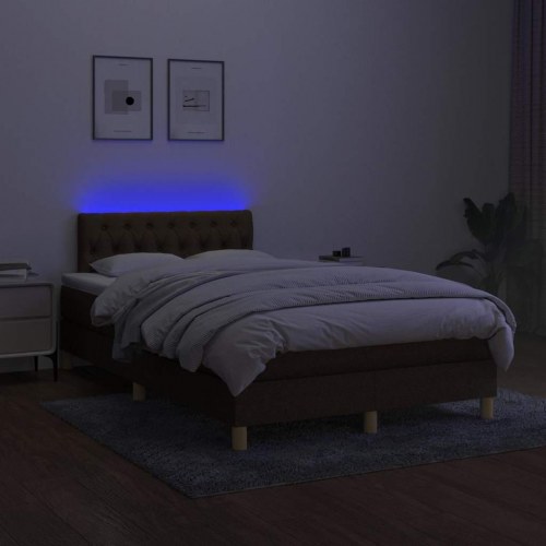 Kontinentalseng med LED-lys 120×190 cm - stof, mørkebrun