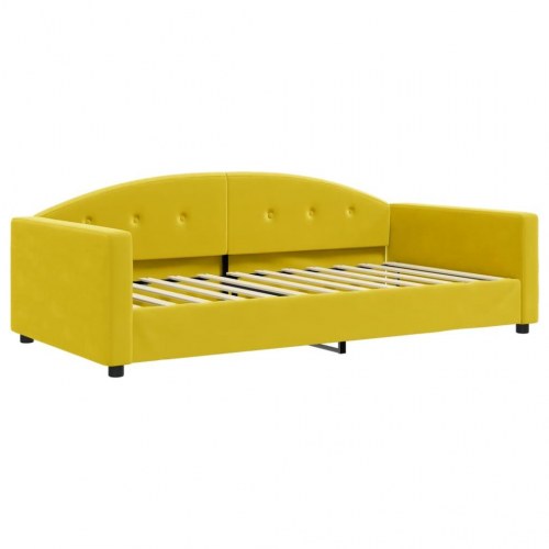 Daybed 100×200 cm i velour - gul sovesofa med lamelbunde