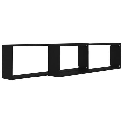 Væghængte kubehylder 2 stk. 100x15x30 cm konstrueret træ sort