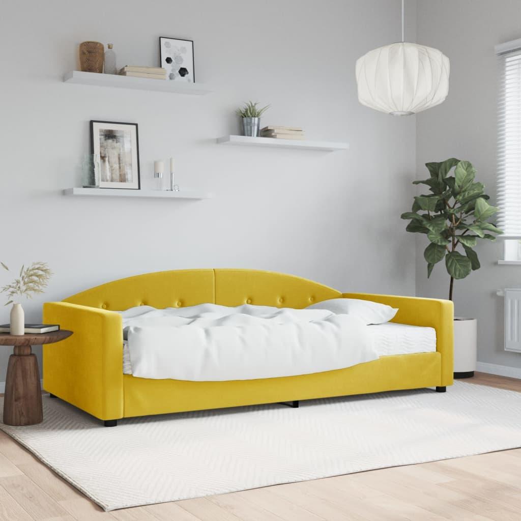 Daybed med madras 100x200 cm velour gul