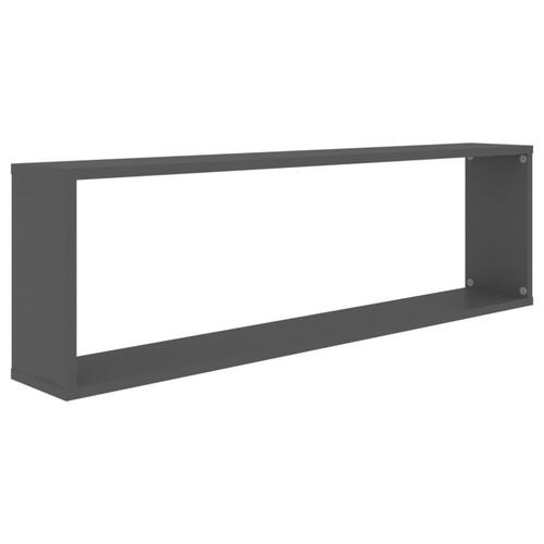 Væghængte kubehylder 2 stk. 100x15x30 cm konstrueret træ grå