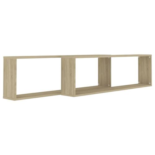 Væghylder 2 stk. 100x15x30 cm kubeformet spånplade sonoma-eg