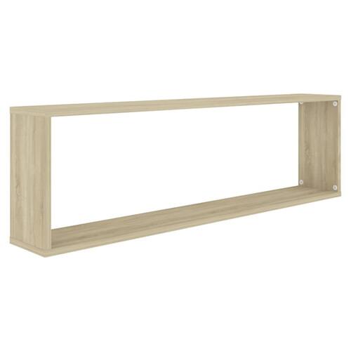 Væghylder 2 stk. 100x15x30 cm kubeformet spånplade sonoma-eg