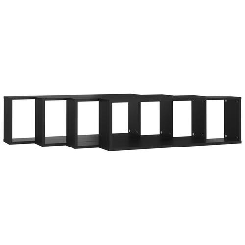 Væghylder 4 stk. 80x15x26,5 cm kubeformet konstrueret træ sort