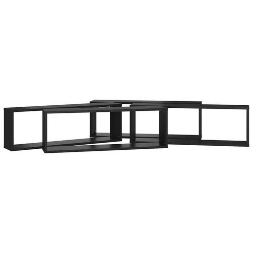 Væghylder 4 stk. 80x15x26,5 cm kubeformet konstrueret træ sort