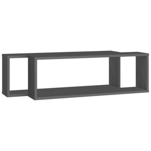 Væghylder 2 stk. 80x15x26,5 cm kubeformet konstrueret træ grå