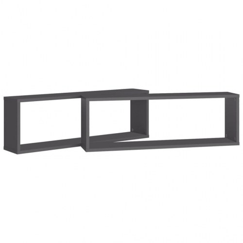 Væghylder 2 stk. 80x15x26,5 cm kubeformet konstrueret træ grå