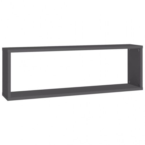 Væghylder 2 stk. 80x15x26,5 cm kubeformet konstrueret træ grå