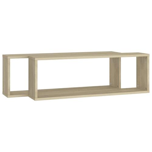 Væghylder 2 stk. 80x15x26,5 cm kubeformet spånplade sonoma-eg