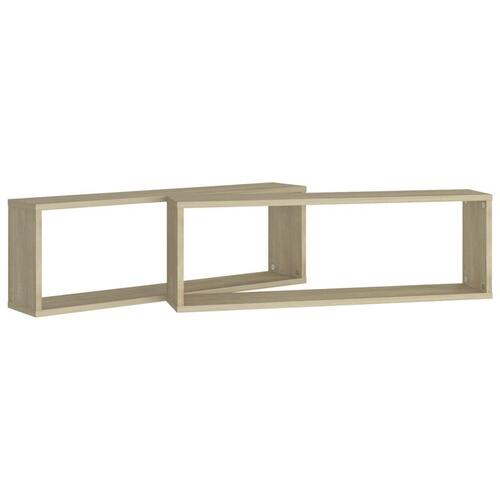 Væghylder 2 stk. 80x15x26,5 cm kubeformet spånplade sonoma-eg