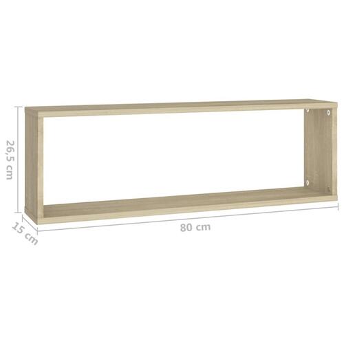 Væghylder 2 stk. 80x15x26,5 cm kubeformet spånplade sonoma-eg