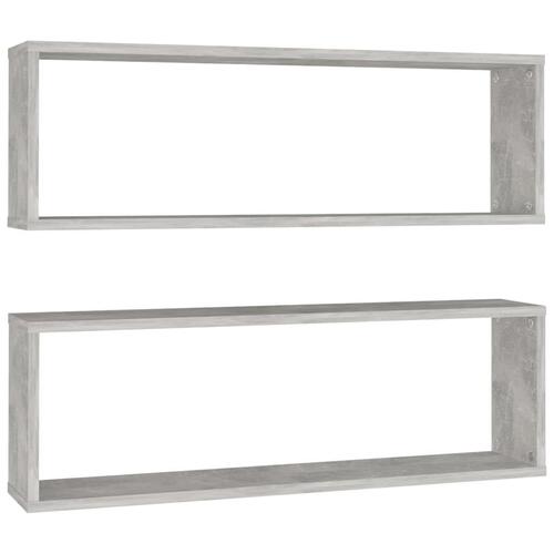 Væghylder 2 stk. 80x15x26,5 cm spånplade kubeformet betongrå