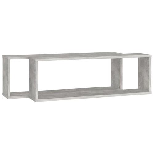 Væghylder 2 stk. 80x15x26,5 cm spånplade kubeformet betongrå