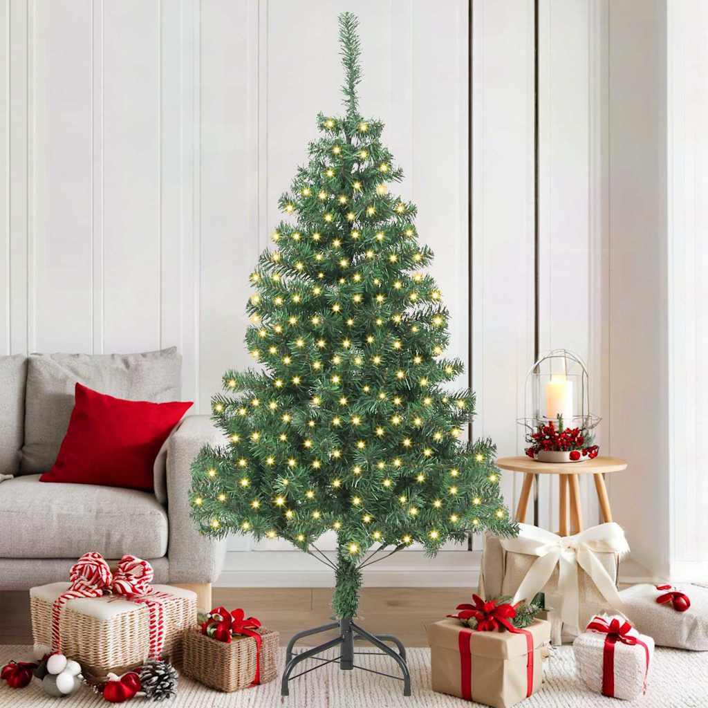 Juletræ med 300 LED'er med stativ Grøn 180 cm PVC billede