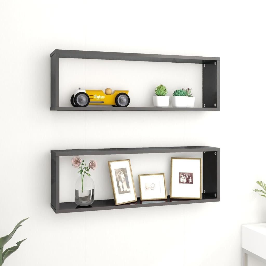 Væghylder 2 stk. 80x15x26,5 cm kubeform konstrueret træ
