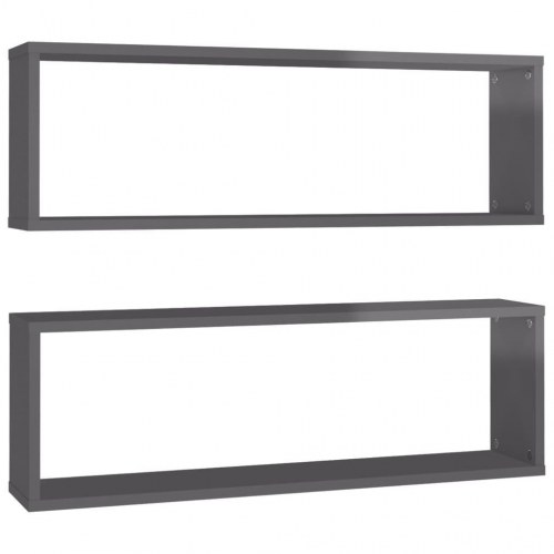 Væghylder 2 stk. 80x15x26,5 cm kubeform konstrueret træ