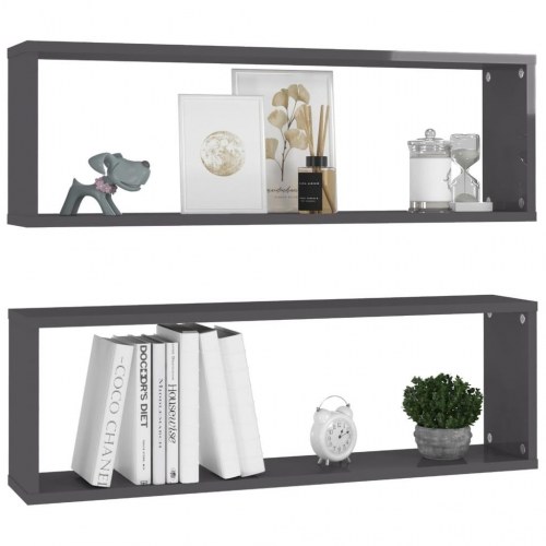 Væghylder 2 stk. 80x15x26,5 cm kubeform konstrueret træ