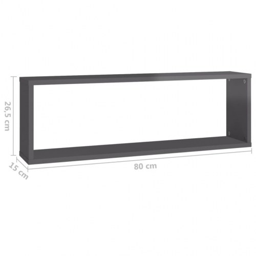 Væghylder 2 stk. 80x15x26,5 cm kubeform konstrueret træ