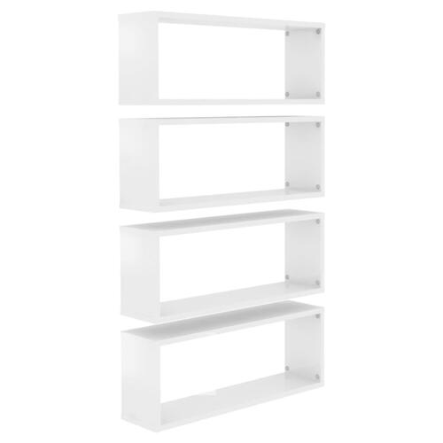 Væghylder 4 stk. 60x15x23 cm kubeformet hvid højglans