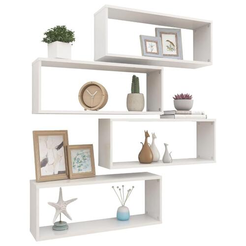 Væghylder 4 stk. 60x15x23 cm kubeformet hvid højglans