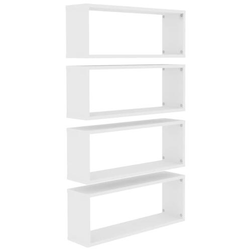 Væghylder 4 stk. 60x15x23 cm kubeformet konstrueret træ hvid