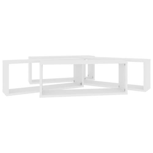 Væghylder 4 stk. 60x15x23 cm kubeformet konstrueret træ hvid