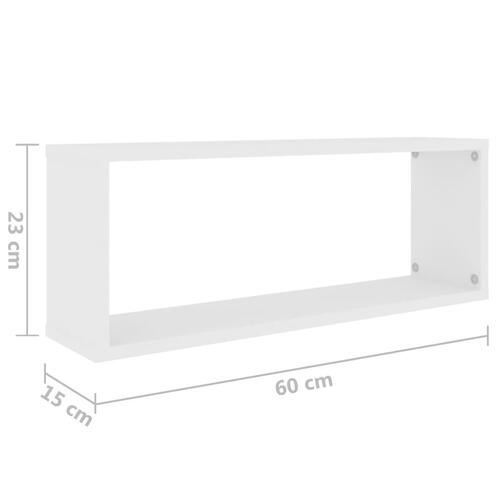 Væghylder 4 stk. 60x15x23 cm kubeformet konstrueret træ hvid