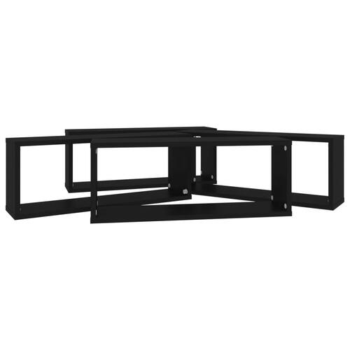 Væghylder 4 stk. 60x15x23 cm kubeformet konstrueret træ sort