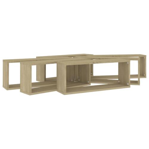 Væghylder 6stk. 60x15x23cm kubeformet konstrueret træ sonoma-eg
