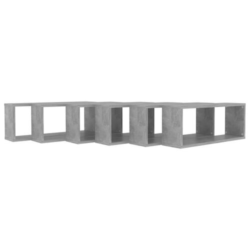 Væghylder 6 stk. 60x15x23cm kubeformet konstrueret træ betongrå