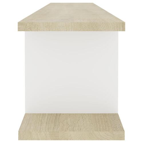 Væghylder 2 stk. 105x18x20 cm spånplade hvid og sonoma-eg