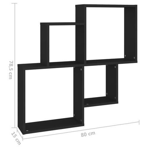 Vægreol 80x15x78,5 cm konstrueret træ sort