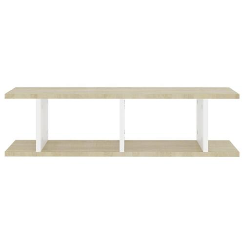 Væghylder 2 stk. 75x18x20 cm konstrueret træ hvid og sonoma-eg