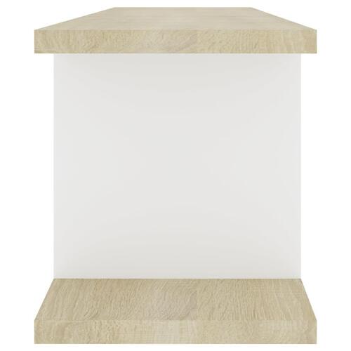 Væghylder 2 stk. 75x18x20 cm konstrueret træ hvid og sonoma-eg