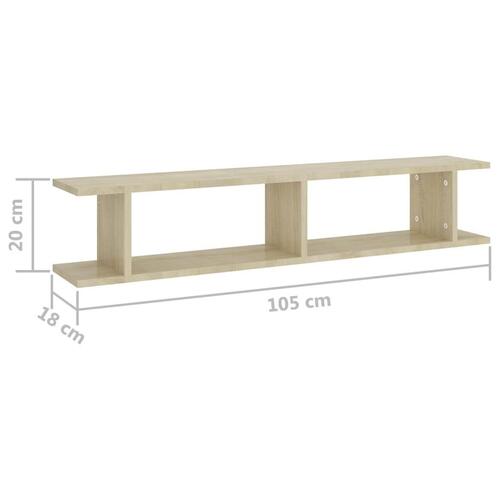 Væghylder 2 stk. 105x18x20 cm spånplade sonoma-eg