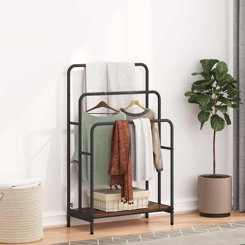 Tøjstativ med hylde Røget eg 60 x 30 x 100.5 cm Konstrueret træ