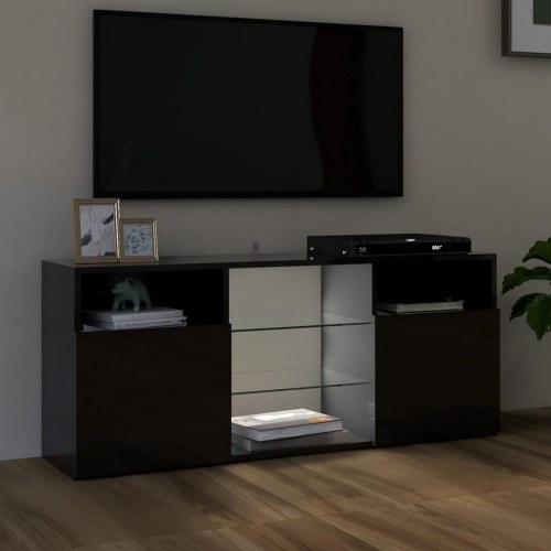 Tv-skab med LED-lys 120x30x50 cm sort højglans