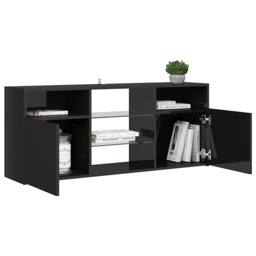 Tv-skab med LED-lys 120x30x50 cm sort højglans