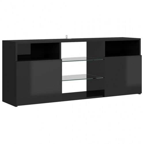 Tv-skab med LED-lys 120x30x50 cm sort højglans