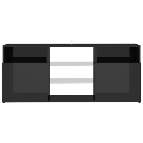 Tv-skab med LED-lys 120x30x50 cm sort højglans