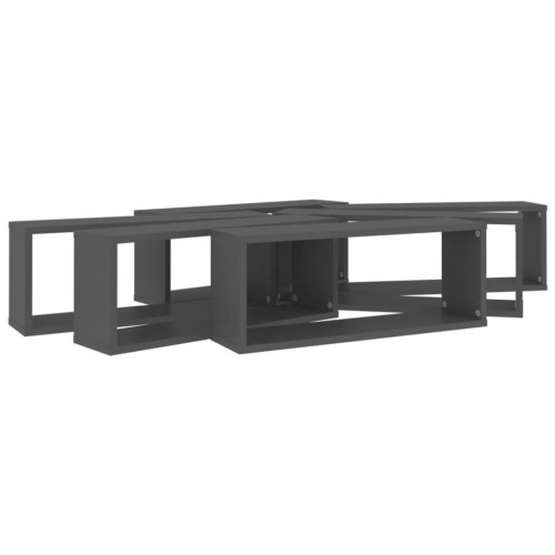 Væghylder 6 stk. 60x15x23 cm kubeformet konstrueret træ grå