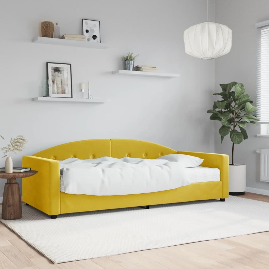 daybed med madras 90x200 cm velour gul