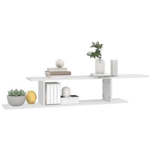 Væghængt tv-hylde 125x18x23 cm konstrueret træ hvid