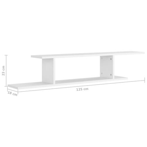Væghængt tv-hylde 125x18x23 cm konstrueret træ hvid