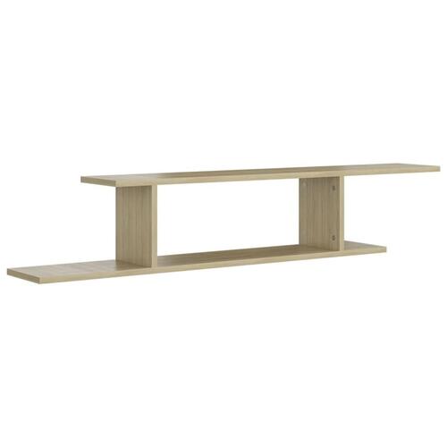 Væghængt tv-hylde 125x18x23cm konstrueret træ sonoma-eg