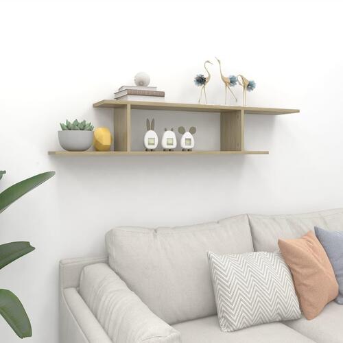 Væghængt tv-hylde 125x18x23cm konstrueret træ sonoma-eg