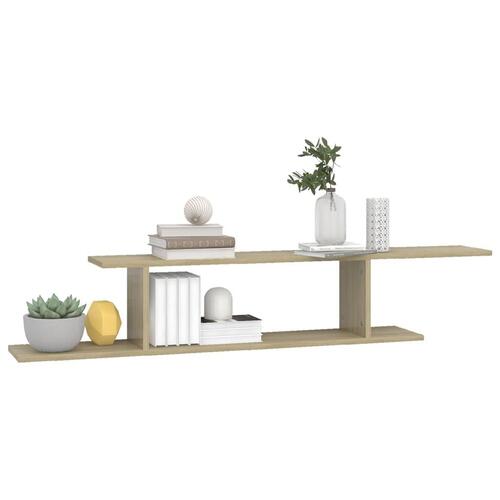 Væghængt tv-hylde 125x18x23cm konstrueret træ sonoma-eg