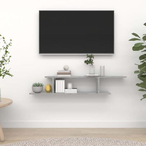 Væghængt tv-hylde 125x18x23 cm konstrueret træ betongrå