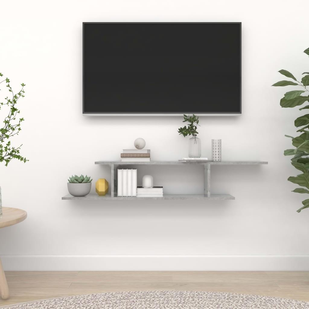 Væghængt tv-hylde 125x18x23 cm konstrueret træ betongrå