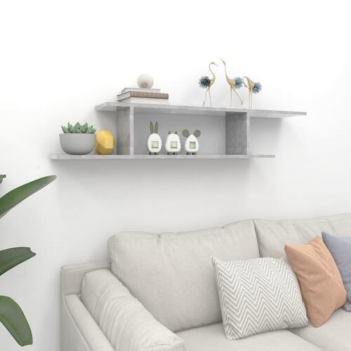 Væghængt tv-hylde 125x18x23 cm konstrueret træ betongrå